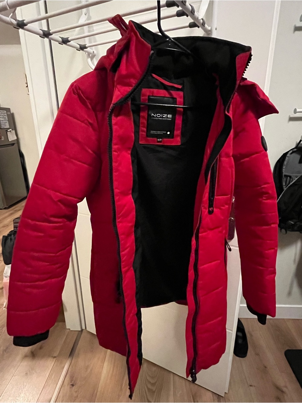 Noize Women’s Red Puffer Coat - Insulated Winter Jacket- XS
